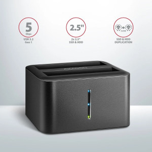 AXAGON ADSA-D25 Dual 2.5 inch SATA USB 3.2 Gen 1 Silver
