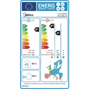 Midea Breezeless E, Gama 2026, 24000 BTU, Clasa A++/A+, Wi-Fi, Inverter, Ionizare