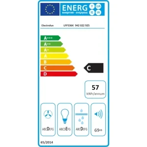 Electrolux telescopica LFP336K, Putere de absorbtie 410 m3/h, 3 trepte, ExtractionTech, Clasa C, 60 cm, Negru