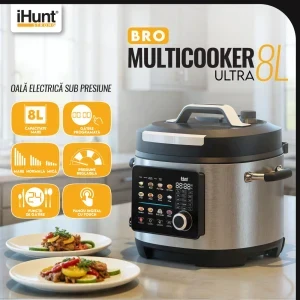 iHunt Multicooker Bro Ultra, 1300W, 8L, Argintiu/Negru