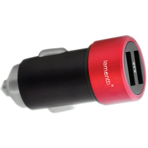 Lemontti 2x USB, 15W, Black/Red + cablu USB-C