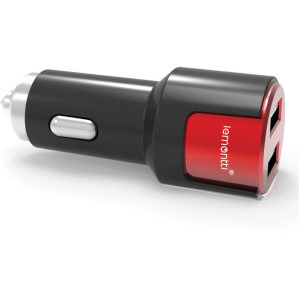 Lemontti 2x USB, QC 3.0, 18W, Black/Red + cablu USB-C