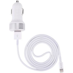Devia 2x USB, 12W, White + cablu USB la Lightning MFI