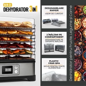 iHunt Deshidrator alimente Bro, 500W, Argintiu/Negru