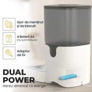 iHunt Dozator automat de hrana pentru animale Smart Pet Feeder Alb