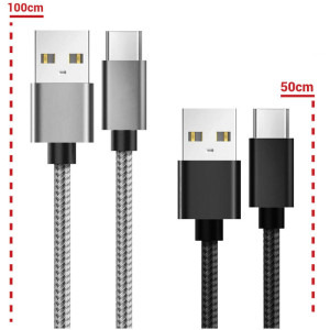 Lemontti USB Male la USB-C Male, 0.5m/1m, Black/Grey, Set