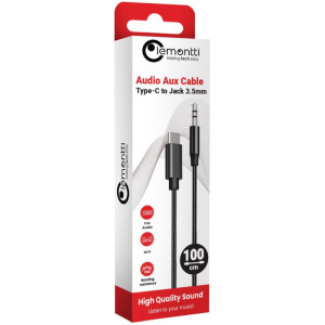 Lemontti USB-C Male la Jack 3.5 mm Male, 1m, Black