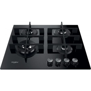 Whirlpool GOWL628NBEE, Gaz, 4 arzatoare, Gratare fonta, MultiStep, 60 cm, Negru