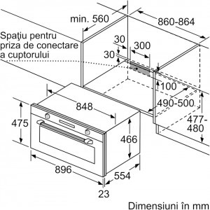 Bosch VBC5580S0, Electric, 85 L, Grill, Autocuratare catalitica, Afisaj digital, ClipRail, HotAir, Clasa A+, Inox