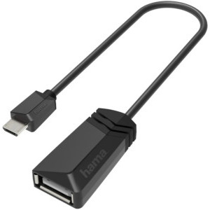 Adaptor Hama 1x microUSB Male- 1x USB tip A Female, Negru
