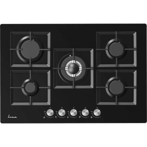 Plita incorporabila Fram FBH-M705IWF-GBK, Gaz, 5 arzatoare, Aprindere electrica integrata, Sistem de siguranta, Wok, 75 cm, Negru