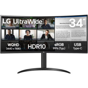 LG UltraWide 34WR55QK-B Curbat 34 inch UWQHD VA 5 ms 100 Hz USB-C HDR