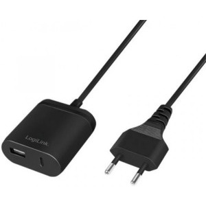 Incarcator retea Logilink PA0256, 1x USB-C, 1x USB, Quick Charge 12 W, Black