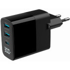 Incarcator retea Gembird TA-UC-PDQC30LCD-BK-02, 1x USB-C, 2x USB, Quick Charge 30 W, GaN, Black