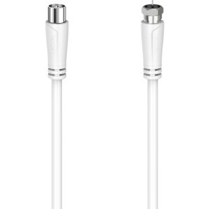 Cablu video Hama Mufa F - Coaxial Male, 1.5 m, Alb