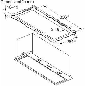 Bosch integrata DLN87AC50, Putere de absorbtie 745 m3/h, Clasa A, 4 trepte de viteza, Iluminare LED, 86 cm, Inox