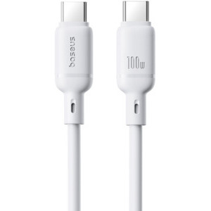 Cablu de date / adaptor Baseus Silky, USB-C Male la USB-C Male, 100 W, 1 m, White
