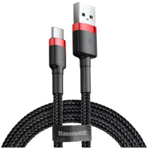 Cablu de date / adaptor Baseus Cafule, USB Male la USB-C Male, 3 m, Black