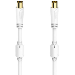 Cablu video Hama Coaxial Male - Coaxial Female, 10 m, Alb