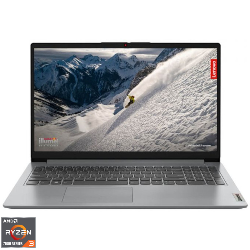 Laptop Lenovo 15.6'' IdeaPad 1 15AMN7, FHD, Procesor AMD Ryzen™ 3 7320U (4M Cache, up to 4.1 GHz), 16GB LPDDR5, 512GB SSD, AMD Radeon 610M, No OS, Cloud Grey