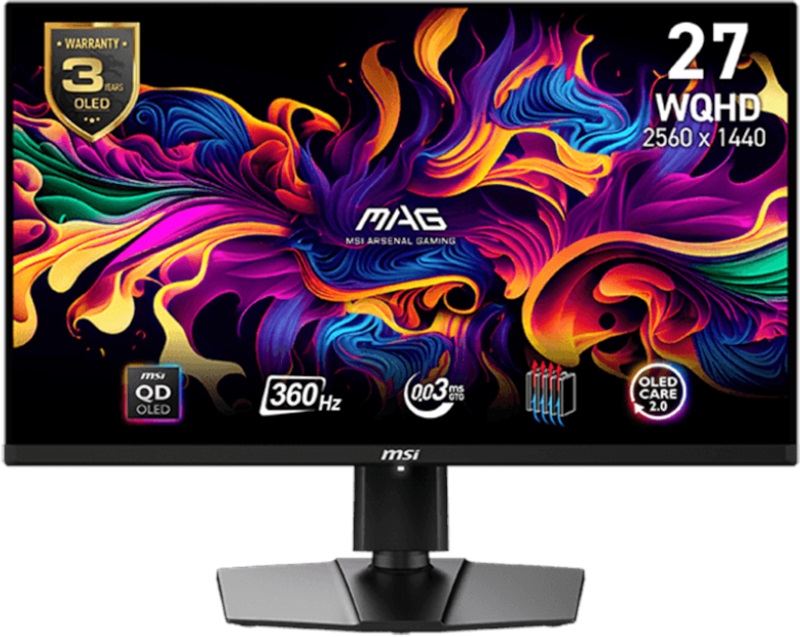 Monitor LED MSI Gaming MAG 271QPX 26.5 inch QHD QD-OLED 0.03 ms 360 Hz USB-C HDR FreeSync