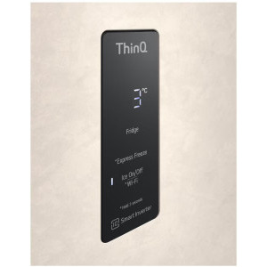 LG GTBV44SEBKD, 461 L, Clasa E, No Frost, Linear Cooling, Multi Air Flow, Smart Inverter, 185 cm, Bej