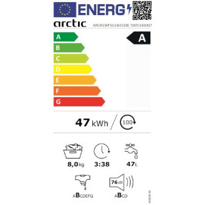 Arctic APLM1WFSU18410W, 7 kg, 1400 RPM, Clasa A, Silent Inverter, SaveInAll, Flow Control, Alb