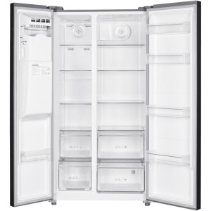 Heinner HSBS-HM513NFIMDXE++, 513 L, Clasa E, Full No Frost, Inverter, Dozator apa & gheata, Display LED, 177 cm, Antracit