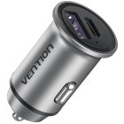 Incarcator auto Vention Mini, 1x USB, 1x USB-C, 30W Fast Charge, Gray