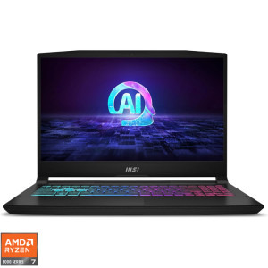 Laptop MSI Gaming 15.6 Katana A15 AI B8VE, FHD 144Hz, Procesor AMD Ryzen™ 7 8845HS (16M Cache, up to 5.1 GHz), 16GB DDR5, 512GB SSD, GeForce RTX 4050 6GB, Free DOS, Black
