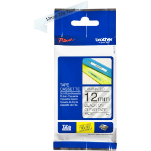 Brother Banda laminata TZe-131 12 mm Black on Clear