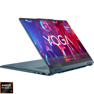 Laptop Lenovo 14 Yoga 7 2-in-1 14AKP10, 2.8K OLED 120Hz Touch, Procesor AMD Ryzen™ Al 7 350 (16M Cache, up to 5.0 GHz), 24GB LPDDR5X, 1TB SSD, AMD Radeon 860M, Win 11 Home, Tidal Teal, 3Yr Onsite Premium Care