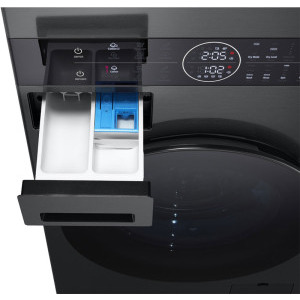 LG WashTower WT1210BBF, Spalare 12 kg, Uscare 10 kg, 1400 RPM, Clasa A, Dual Inverter Heat Pump, TurboWash360, Auto Sense AI DD, Smart Pairing, Allergy Care, ThinQ, Negru