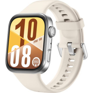 Huawei Watch Fit 4, Silver cu White Fluoroelastomer Strap