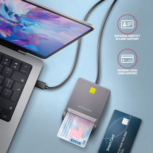 AXAGON Cititor electronic carti de identitate CRE-SM3TC, USB-C