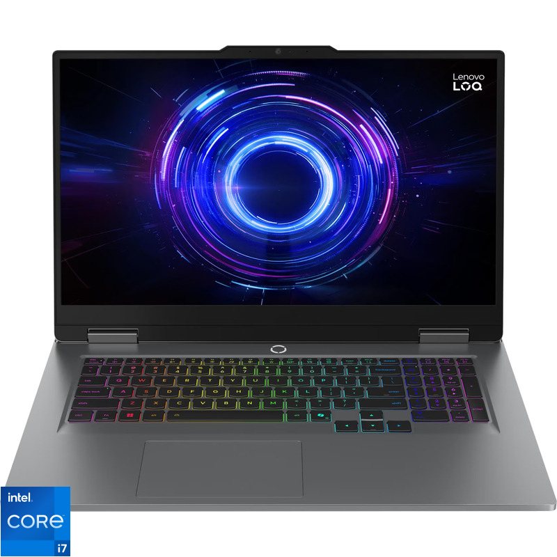 Laptop Lenovo Gaming 17.3'' LOQ 17IRX10, FHD IPS 165Hz, Procesor Intel® Core™ i7-13650HX (24M Cache, up to 4.90 GHz), 32GB DDR5, 1TB SSD, GeForce RTX 5050 8GB, No OS, Luna Grey