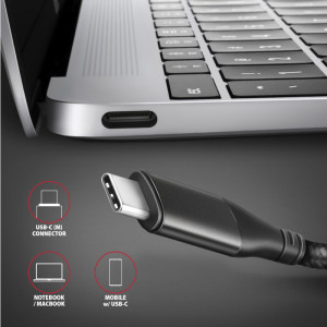 AXAGON USB-C Male - HDMI v2.1a Male, 1.8m, negru-gri