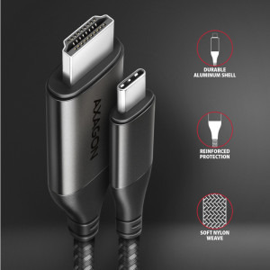 AXAGON USB-C Male - HDMI v2.1a Male, 1.8m, negru-gri