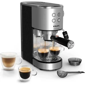 Krups manual Virtuoso+ XP499EE0, 1350W, 15bar, 1L, Argintiu/Negru