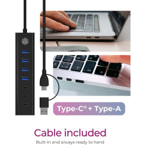 Icy Box IB-HUB1737-C3 7-Port USB 3.2 Gen 1 Hub Black
