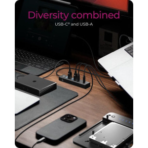 Icy Box IB-HUB1737-C3 7-Port USB 3.2 Gen 1 Hub Black