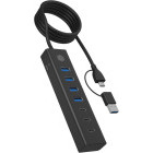 Hub USB Icy Box IB-HUB1737-C3 7-Port USB 3.2 Gen 1 Hub Black