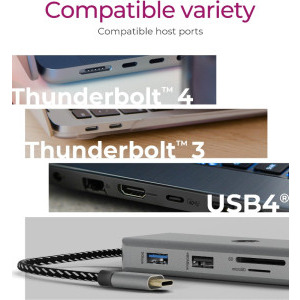 Icy Box Docking Station IB-DK4012-CPD, 9-in-1, 100W Power Delivery, 2x HDMI, 2x USB 3.0, 1x USB 2.0, Gigabit LAN, SD/microSD card reader