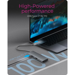 Icy Box Docking Station IB-DK4022a-CPD, USB Tip C, 6-in-1, 100W, redare 4K, 4x USB 3.0