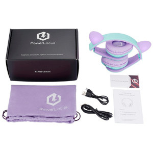 PowerLocus Over-Ear, Kids Cat Ears Purple/Teal