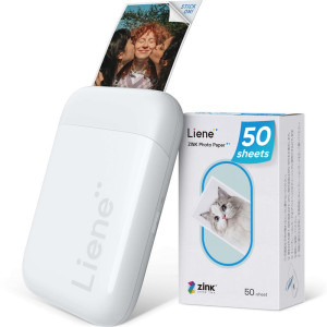Liene Pearl K100 White, Termica, Color, 50 x 76 mm, Bluetooth + 50 coli hartie foto ZINK