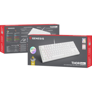 Genesis THOR 404 TKL White RGB Gateron Yellow Pro Switch Mecanica