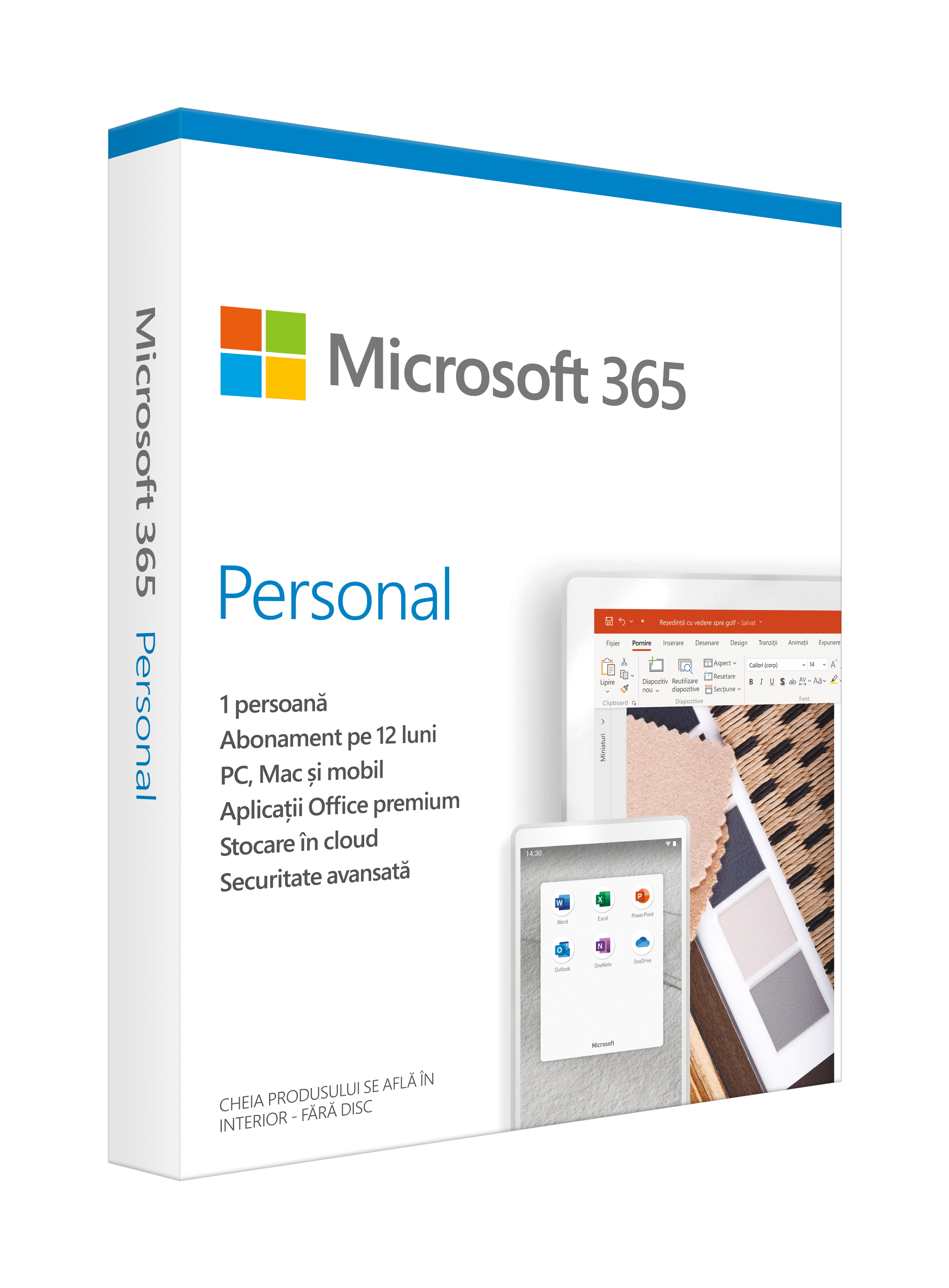 Aplicatie Microsoft 365 Personal Romana 32-bit/x64, 1 An, 1 Utilizator, Medialess Retail