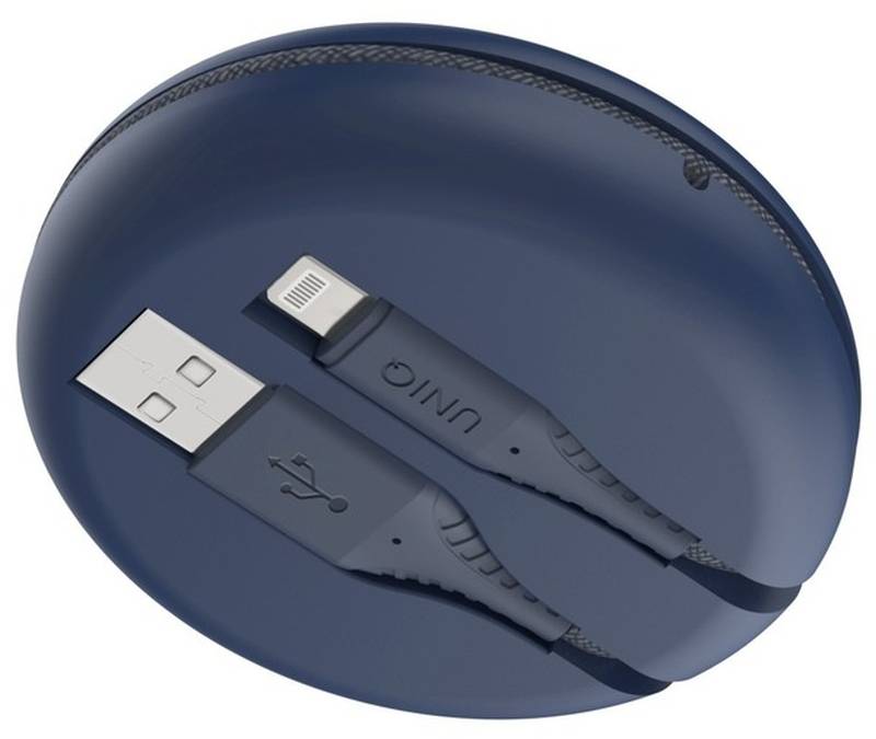 Cablu de date / adaptor Uniq Halo, USB Male la Lightning Male, 1.2 m, Blue, amperaj maxim suportat 3A
