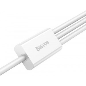 Baseus 3-In-1, Superior Series, CAMLTYS-02, USB Male la microUSB, USB-C, Lightning Male, 1.2 m, White, amperaj maxim suportat 3.5A